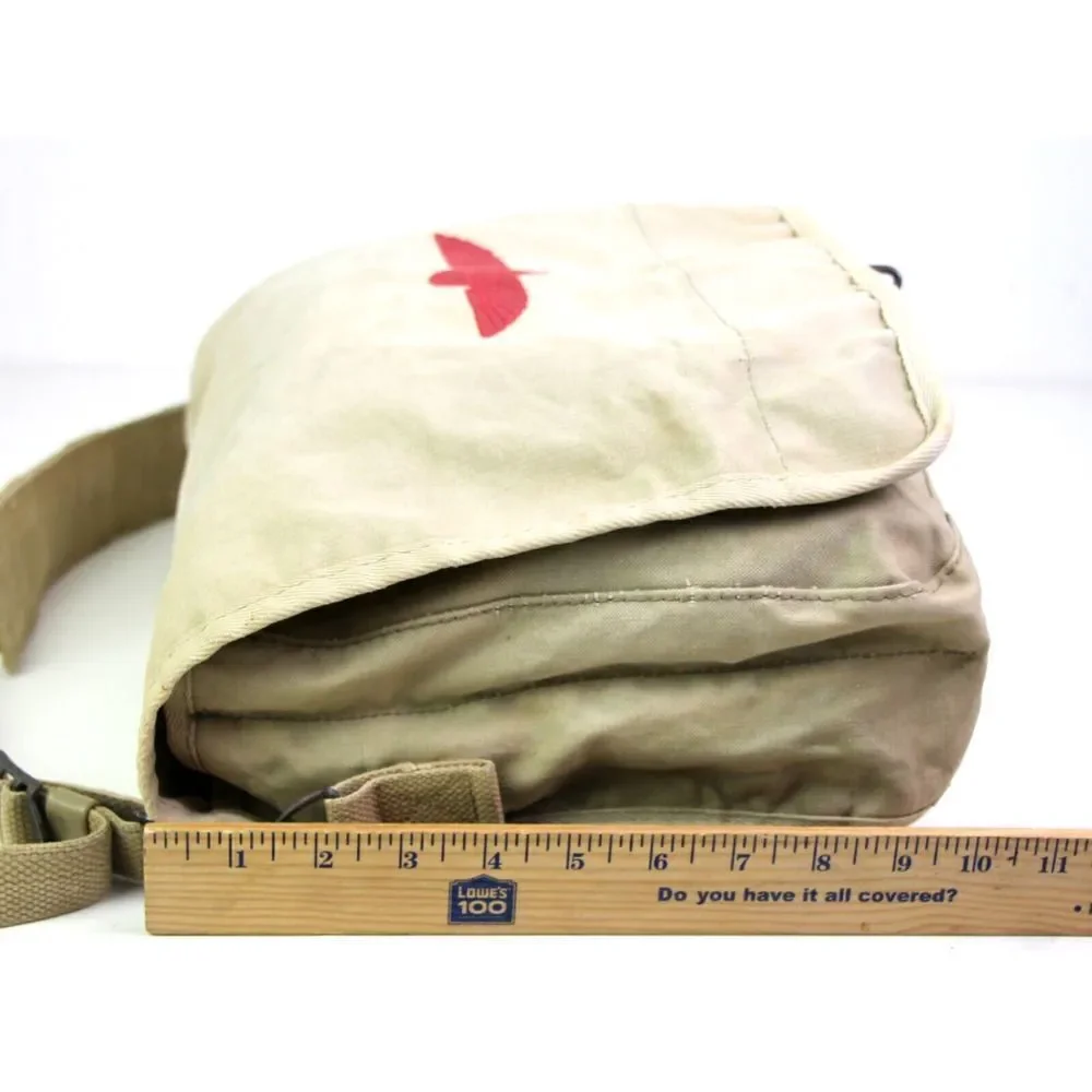 VTG Banana Republic ISRAEL PARATROOPER KHAKI COTTON FLAP SHOULDER BAG X-BODY
